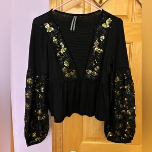 NWOT Anthropologie neale sequined peplum top